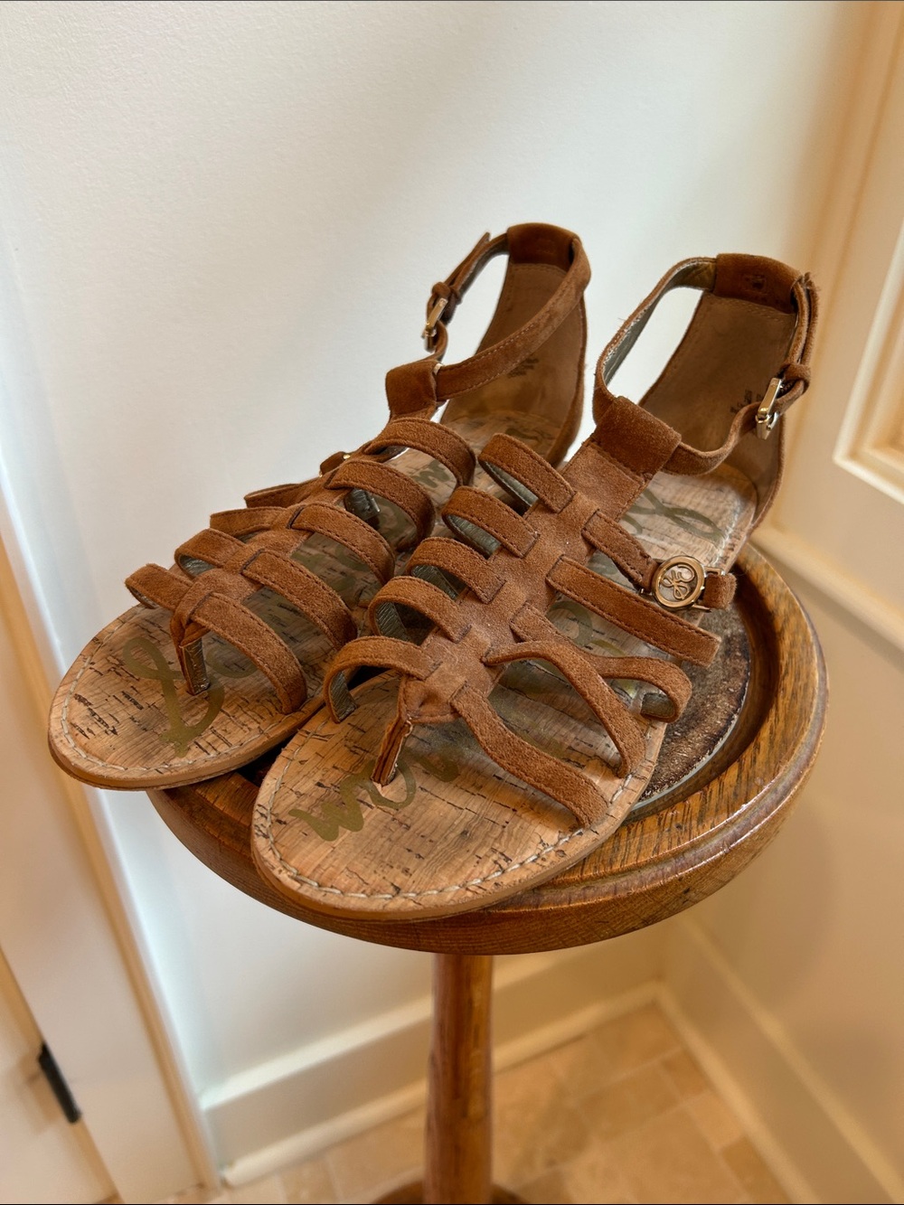 Sam Edelman Donna Camel Suede Strappy Gladiator Sandals